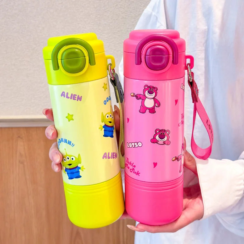 420ml Disney Thermos Bottle Cartoon Mickey Stitch Stainless Steel Vacuum Cup Cartoon Portable Insulated Water Cups Coffee Mug