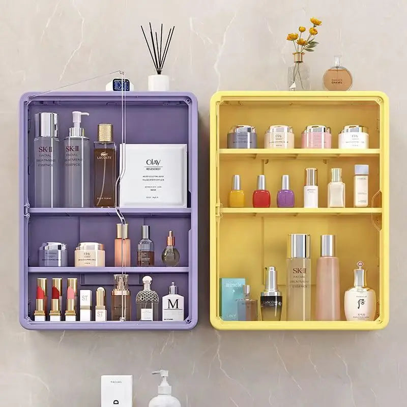 Wall Mounted Bathroom Storage Box Home Kitchen Organizer Waterproof Large Capacity Makeup Skincare Perfume Cream Jewelry Holder