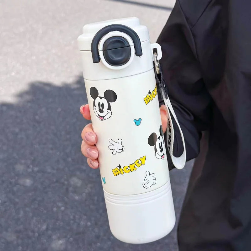 420ml Disney Thermos Bottle Cartoon Mickey Stitch Stainless Steel Vacuum Cup Cartoon Portable Insulated Water Cups Coffee Mug