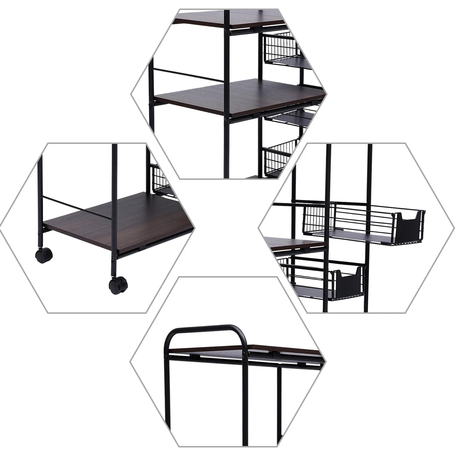 Kitchen Bakers Rack 4 Tier Utility Cart Storage Shelf Microwave Oven Stand Storage Cart Workstation Shelf