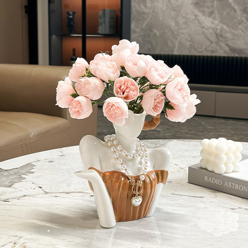Ins Style Art Clavicle Ceramic Vase Decorative Ornament Suit