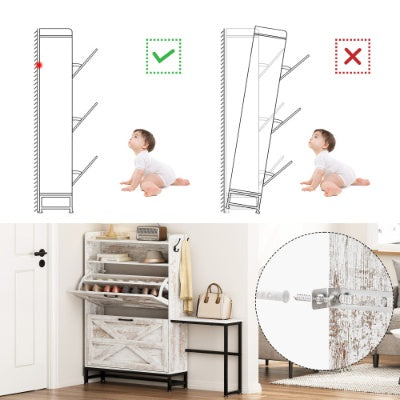 Shoe Cabinet, Entry Home Shoe Cabinet, Entrance Balcony Storage Cabinet, Large Capacity Shoe Rack, White