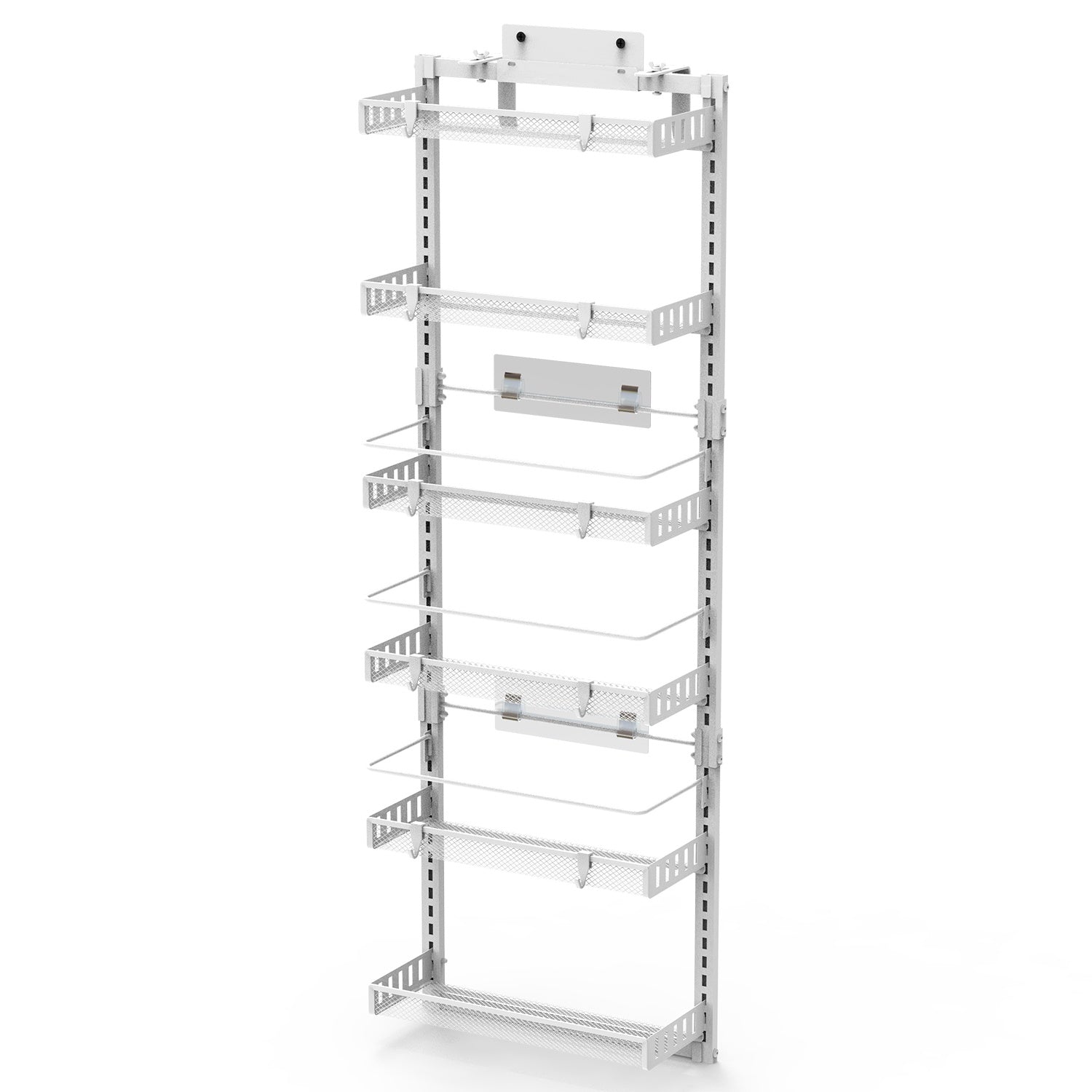 Black-White Options -- 1Pc Over The Door Pantry Organizer 6-Tier Pantry Door Organizer Carbon Steel 110LBS Loading Easy Install Behind Door Storage For Closet Kitchen Bathroom 50.19H 17.12W 5.51in D