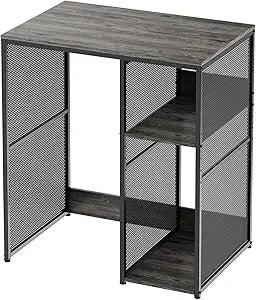 3-Tier Mini Fridge Cabinet with Storage, Industrial Style Kitchen Microwave Stand Baker Rack, Utility Storage Shelf with Mini Fr