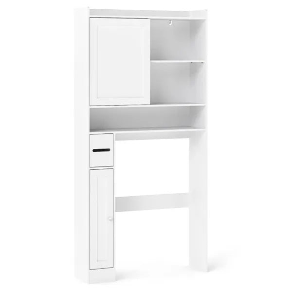 Over-The-Toilet Storage Cabinet  White- 1 Top Shelf  2 Enclosed Cabinets  Toilet Paper Holder,