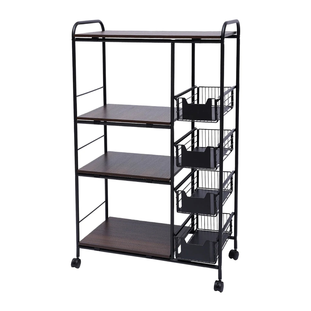 Kitchen Bakers Rack 4 Tier Utility Cart Storage Shelf Microwave Oven Stand Storage Cart Workstation Shelf