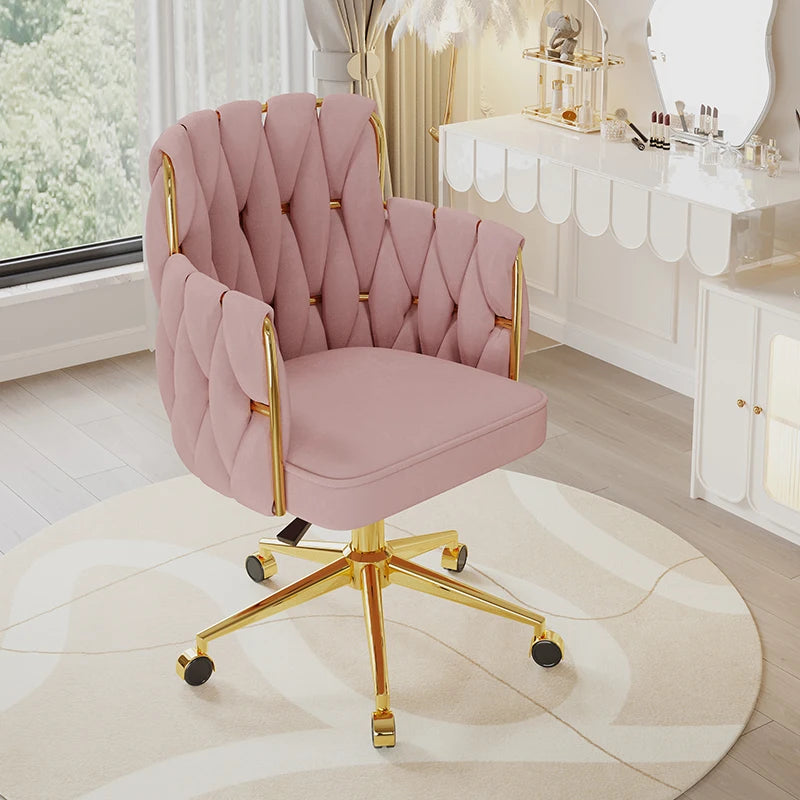 Anchor Gaming Chair Light Luxury Bedroom Girls Makeup Chair Gold Lift Feet Textured Material Office Computer Chair