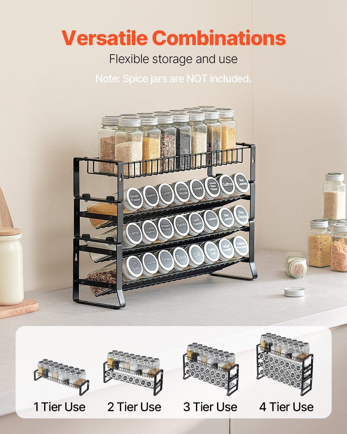 Spice Rack Organizer For Cabinet Kitchen Countertop Seasoning Organizer 18x11 In.
