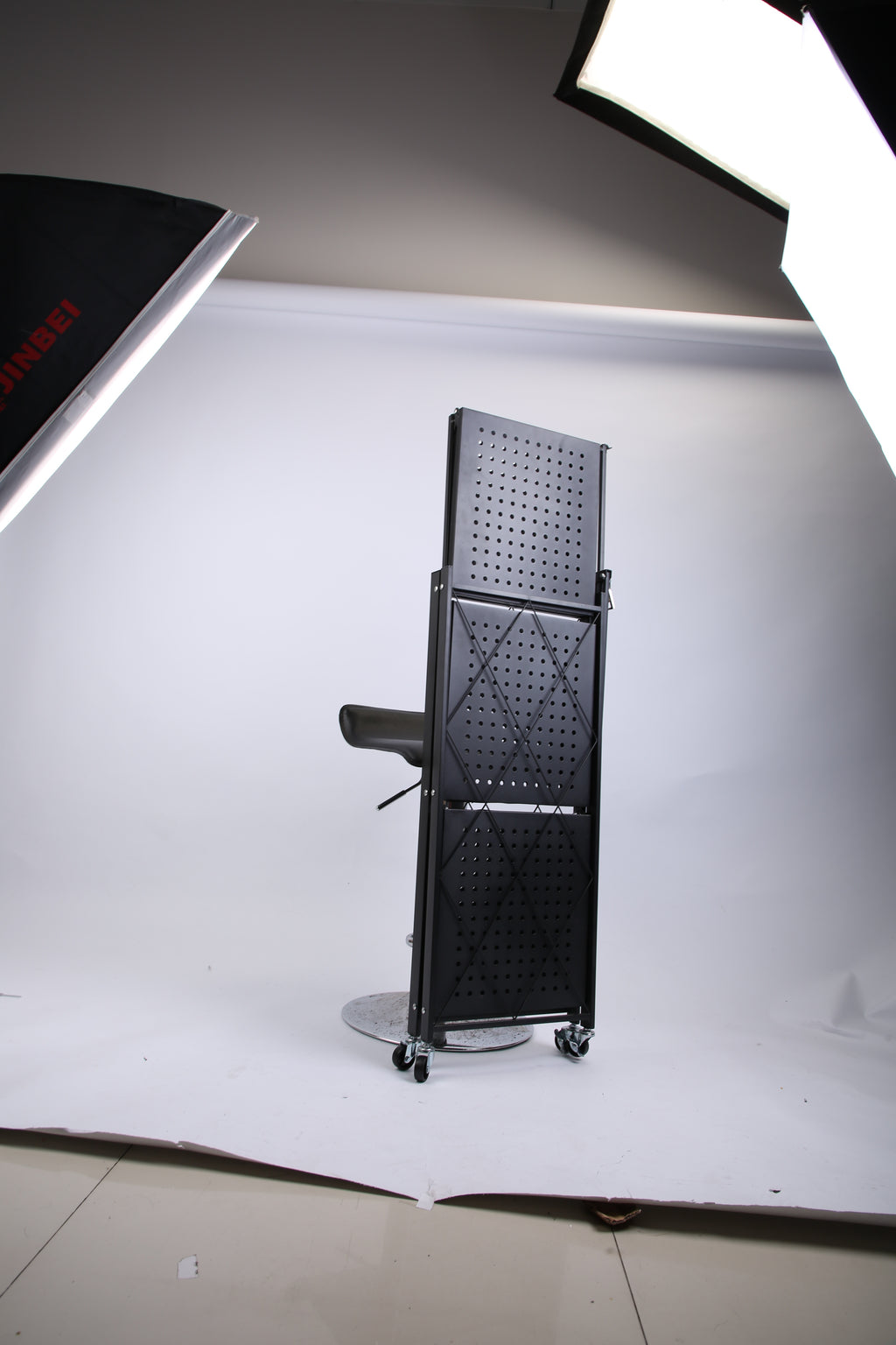 1Pc 3Tier Foldable Storage Shelf With Lockable Wheels No Assembly Rolling Utility Shelf Heavy Duty Collapsible Organizer Rack For Kitchen Living Room Basement Pantry Bedroom.