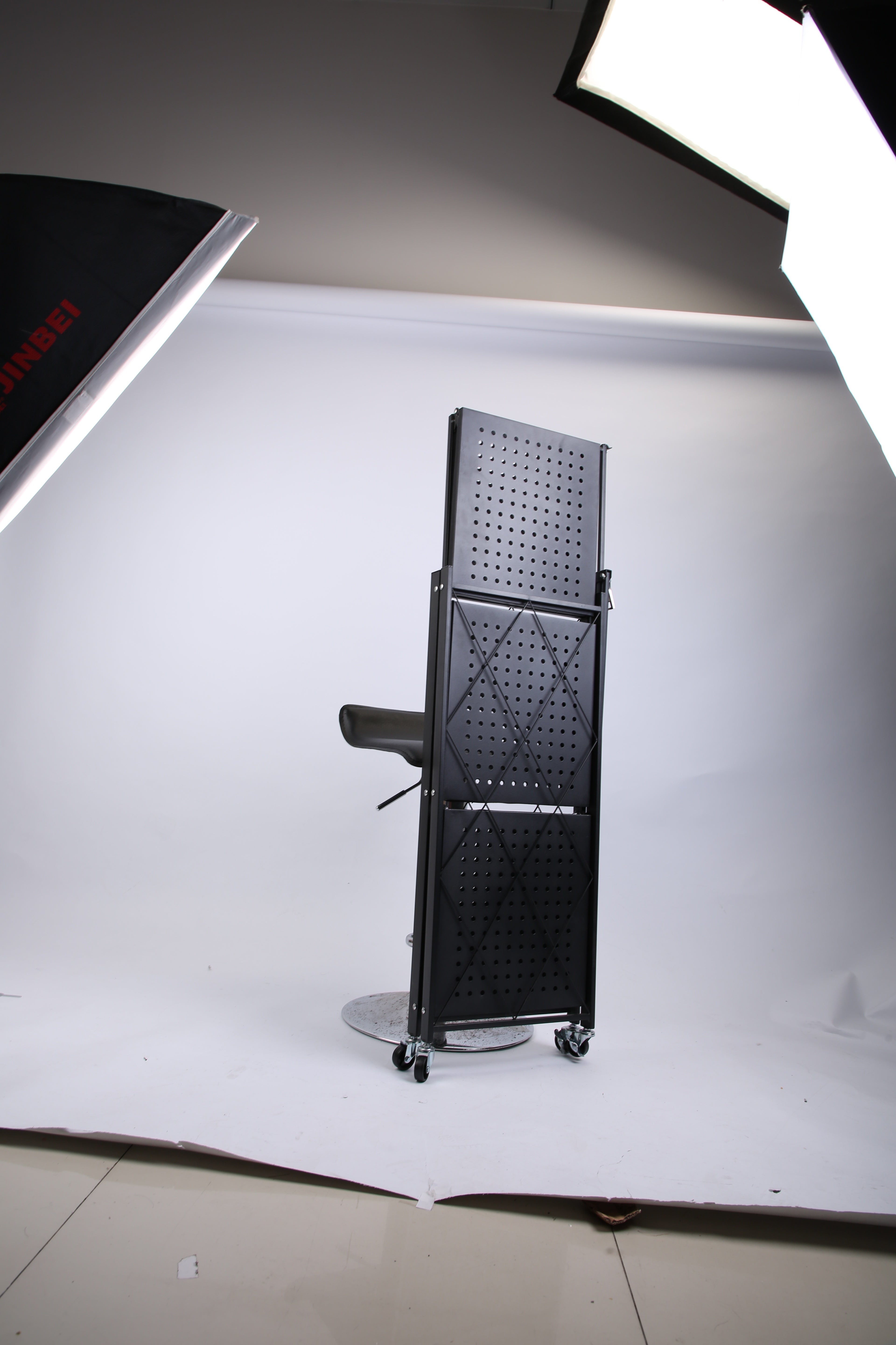 1Pc 3Tier Foldable Storage Shelf With Lockable Wheels No Assembly Rolling Utility Shelf Heavy Duty Collapsible Organizer Rack For Kitchen Living Room Basement Pantry Bedroom.