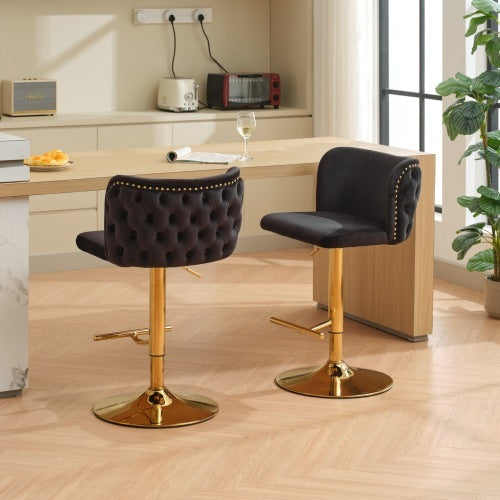 Furniture,Swivel Barstools Adjusatble Seat Height, Modern PU Upholstered Bar Stools With The Whole Back Tufted, For Home Pub And Kitchen Island.