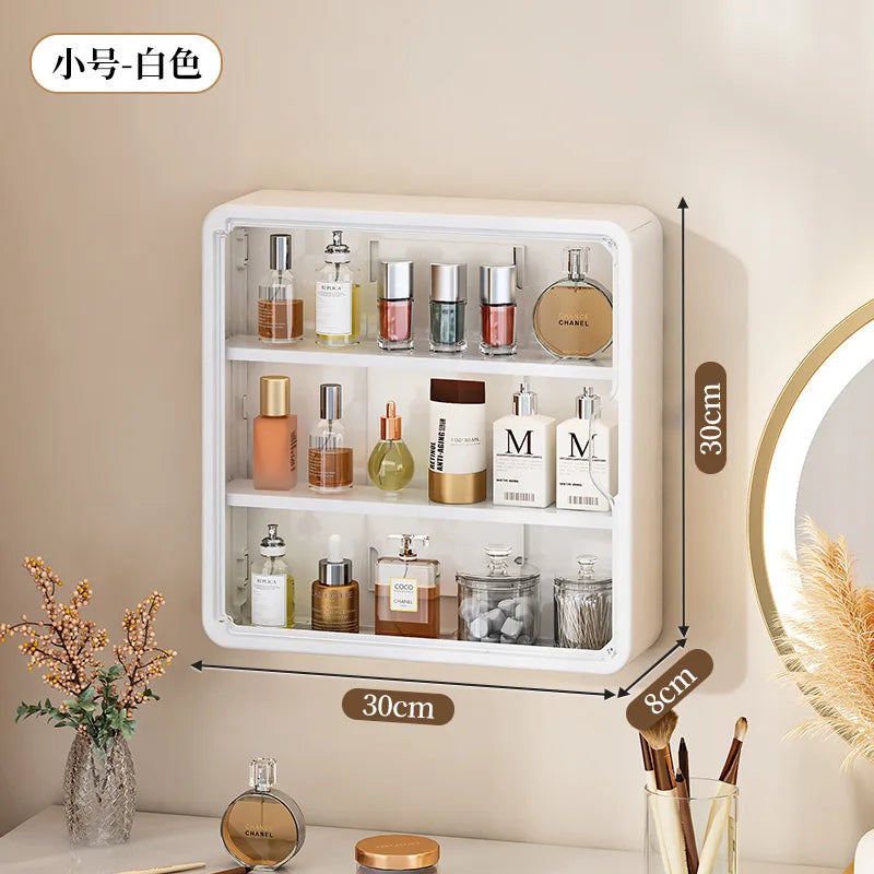 Wall Mounted Bathroom Storage Box Home Kitchen Organizer Waterproof Large Capacity Makeup Skincare Perfume Cream Jewelry Holder