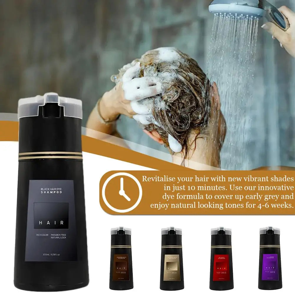 200ML Hair Coloring Shampoo Dye Shampoo For Covering Gray White Shampoo Black Brown Purple Hair Colouring Shampoo Hair Care