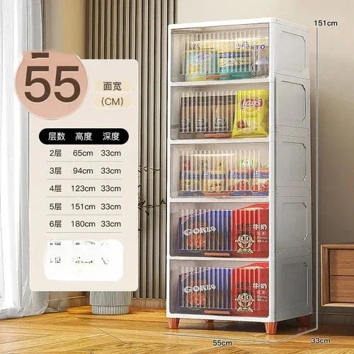 Advanced modern plastic kitchen cabinets, clamshell storage cabinets, home furniture, floor racks, multi-layer storage cabinets