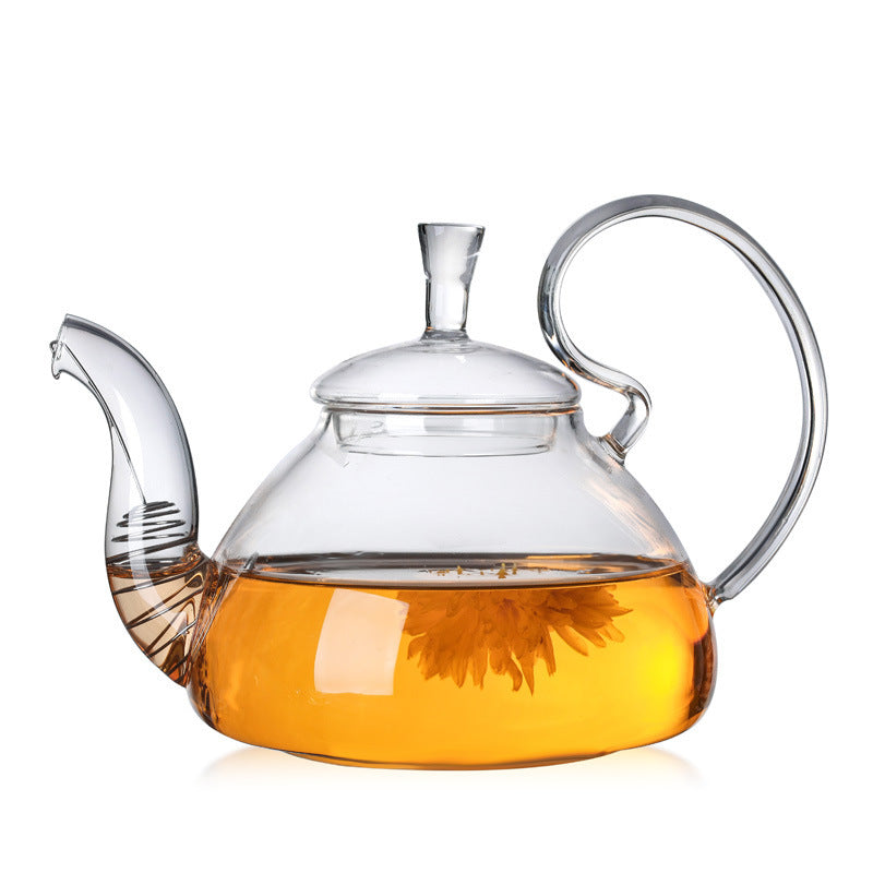 Glass Tea Set Suit With Tea Tray Kung Fu Tea Set High Temperature Resistant Glass Teapot Heart-shaped Candlestick Tea Set