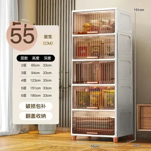 Advanced modern plastic kitchen cabinets, clamshell storage cabinets, home furniture, floor racks, multi-layer storage cabinets
