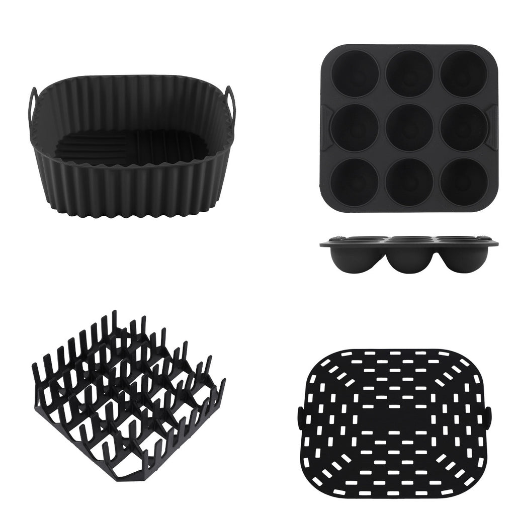 Household Kitchen Air Fryer Square Silicone Baking Tray Set
