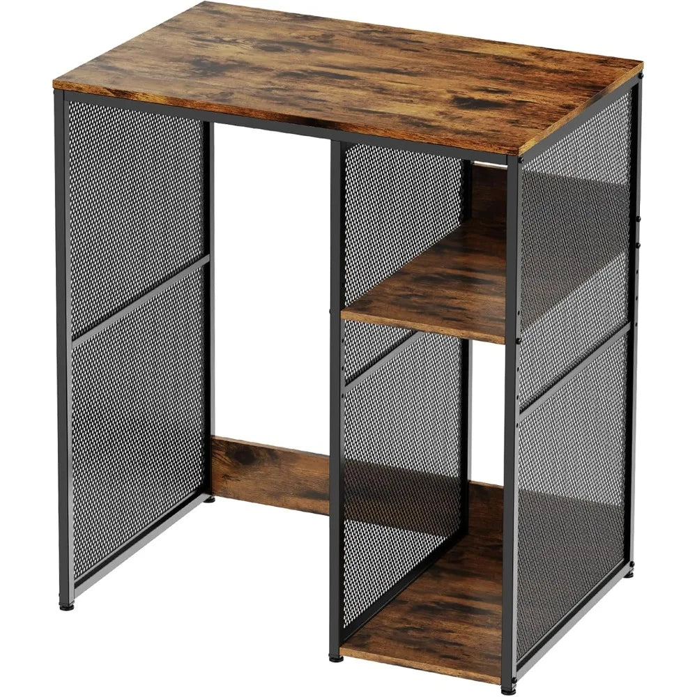 3-Tier Mini Fridge Cabinet with Storage, Industrial Style Kitchen Microwave Stand Baker Rack, Utility Storage Shelf with Mini Fr