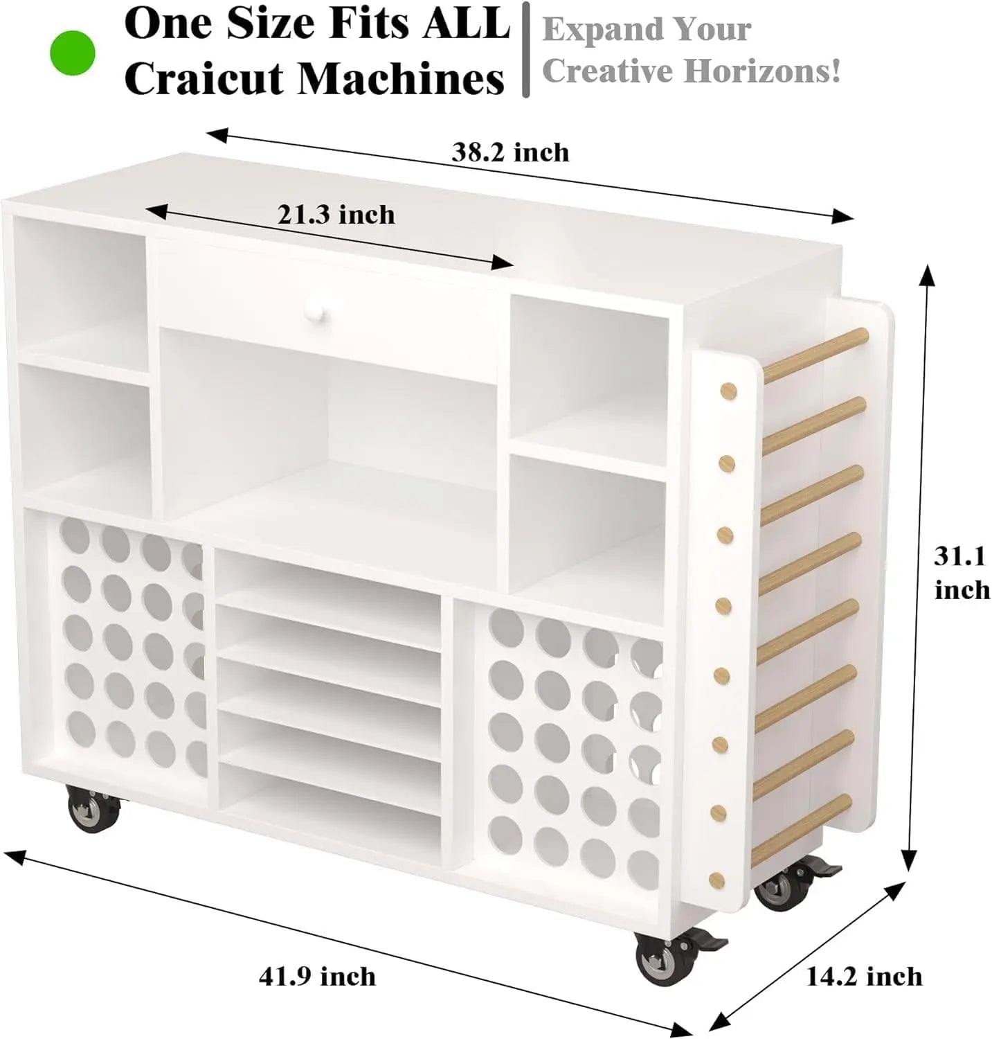 Craft organization and storage Cart Compatible with Machine, Rolling Craft Organizer With large drawer & 48 Vinyl Roll Holder