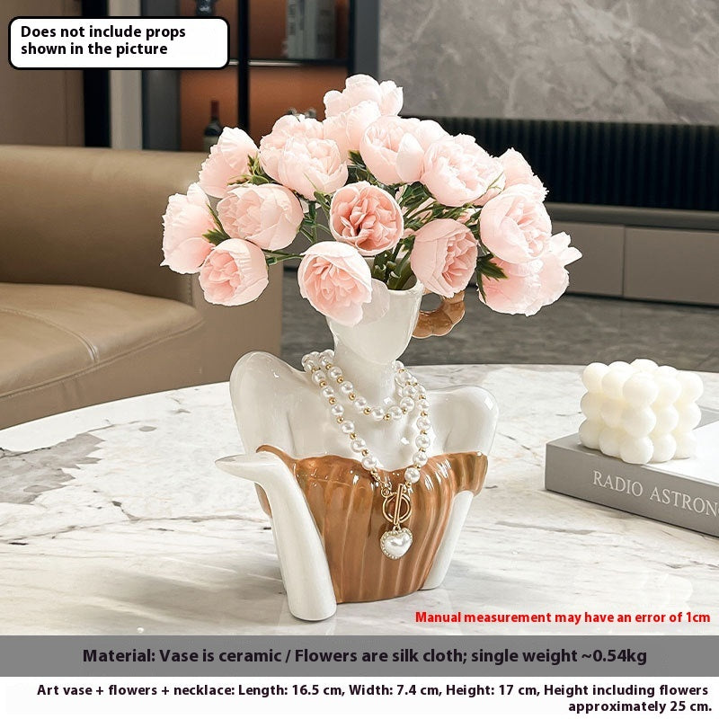 Ins Style Art Clavicle Ceramic Vase Decorative Ornament Suit