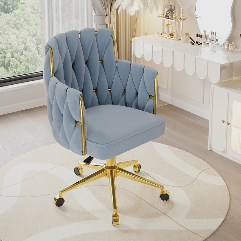 Anchor Gaming Chair Light Luxury Bedroom Girls Makeup Chair Gold Lift Feet Textured Material Office Computer Chair