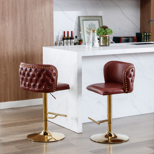 Furniture,Swivel Barstools Adjusatble Seat Height, Modern PU Upholstered Bar Stools With The Whole Back Tufted, For Home Pub And Kitchen Island.