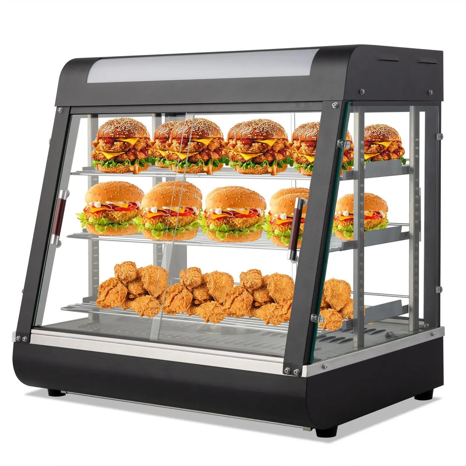 3 Tier 26" Commercial Food Warm Display Countertop Hamburger Pizza Case Catering