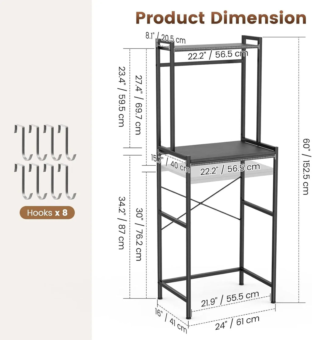 Mini Fridge Stand with Storage, 2-Tier Kitchen Microwave Stand with Storage Mini Fridge Shelf Height Adjustable Bakers Rack