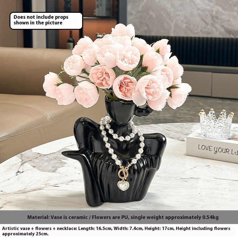Ins Style Art Clavicle Ceramic Vase Decorative Ornament Suit