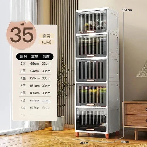 Advanced modern plastic kitchen cabinets, clamshell storage cabinets, home furniture, floor racks, multi-layer storage cabinets