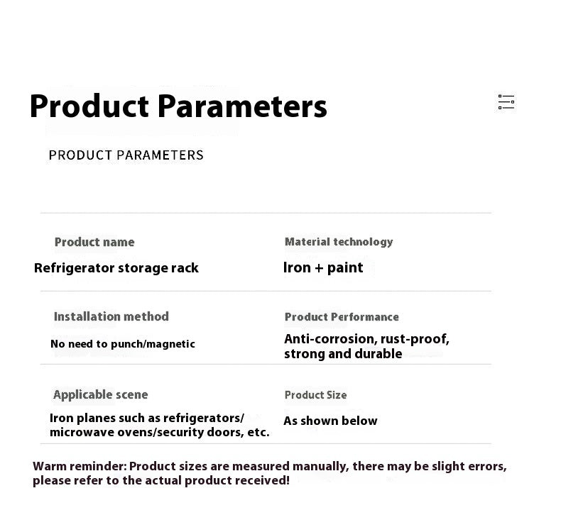 Kitchen Refrigerator Magnetic Storage Rack