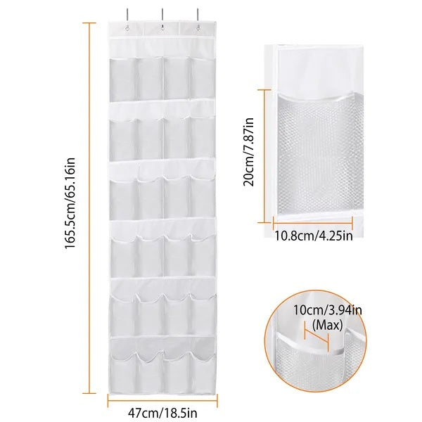 1Pc Over The Door Shoes Rack 24-Pocket Crystal Clear Organizer