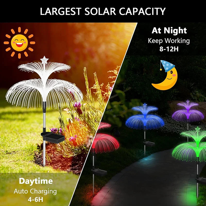 1PC Outdoor Solar Garden Lights 7 Colors Solar Jellyfish Reed Lights For Patio Pathway Lawn Festival Party Landscape Decoration