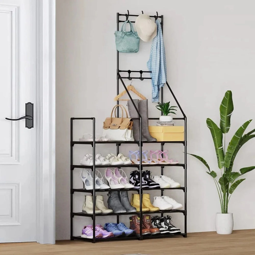 Double-row Single-hanging Coat And Shoe Racks