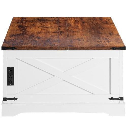 Coffee Table, Multi-functional Lifting Dining Table Coffee Table, Living Room Home Table, Modern Coffee Table 90CM, Vintage White