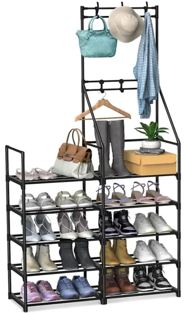 Double-row Single-hanging Coat And Shoe Racks