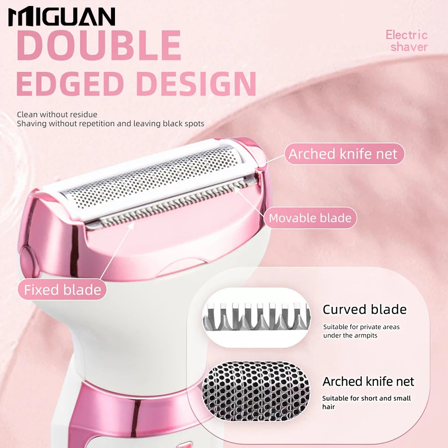 4-in-1 Multifunctional Electric Women's Grooming Kit | Body Shaver, Eyebrow Trimmer, Nose Hair Clipper | Detachable Interchangea