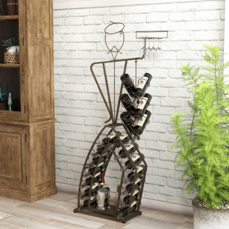 Unique Design Wine Bakers Rack, Freestanding Wine Rack With Storage Bottle, Wine Storage Home Bar For Liquor And Wine, Organizer For Kitchen, Dining Room