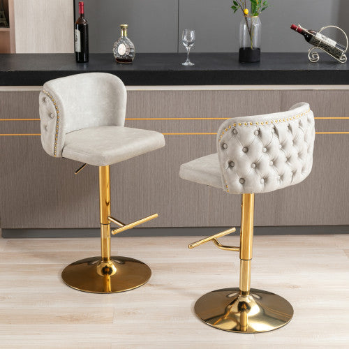 Furniture,Swivel Barstools Adjusatble Seat Height, Modern PU Upholstered Bar Stools With The Whole Back Tufted, For Home Pub And Kitchen Island.