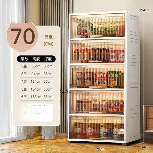 Advanced modern plastic kitchen cabinets, clamshell storage cabinets, home furniture, floor racks, multi-layer storage cabinets