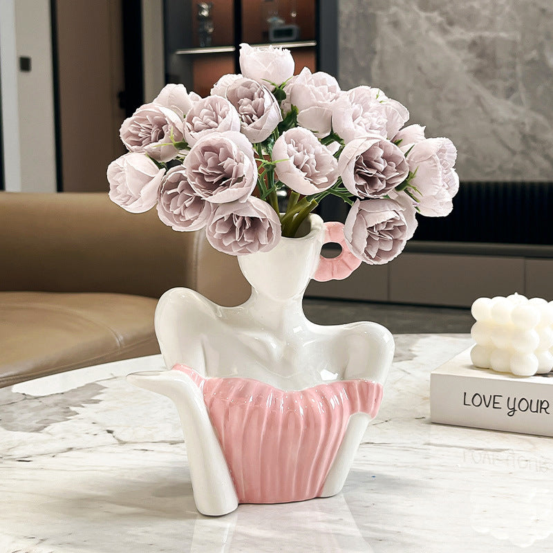 Ins Style Art Clavicle Ceramic Vase Decorative Ornament Suit