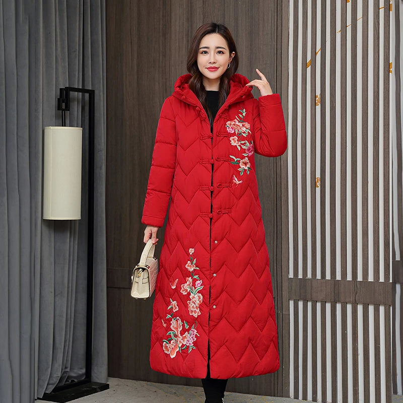 2024 Winter jacket New Collection Coat Women's  Hooded  Windproof Long thick Jacket Cotton Clothing warm Parka