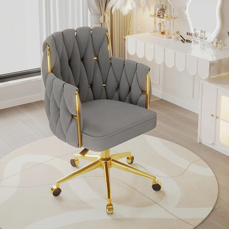 Anchor Gaming Chair Light Luxury Bedroom Girls Makeup Chair Gold Lift Feet Textured Material Office Computer Chair