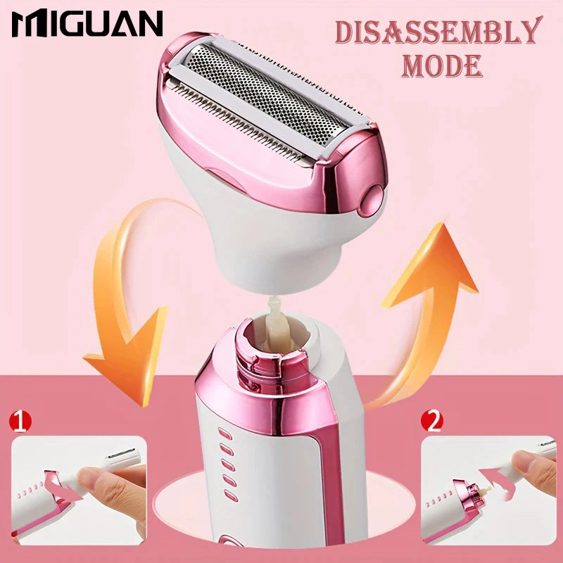 4-in-1 Multifunctional Electric Women's Grooming Kit | Body Shaver, Eyebrow Trimmer, Nose Hair Clipper | Detachable Interchangea