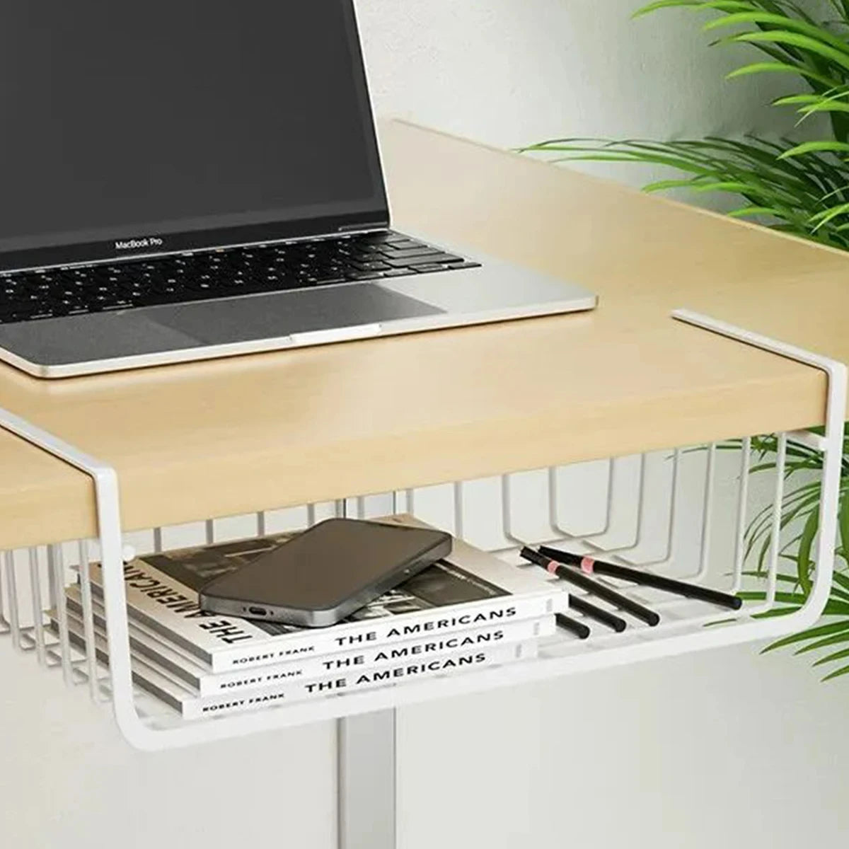 1pc Hanging Net Basket Iron Material Large Capacity Hanging Under Cabinet Wall Wardrobe Storage Basket Kitchen Tools