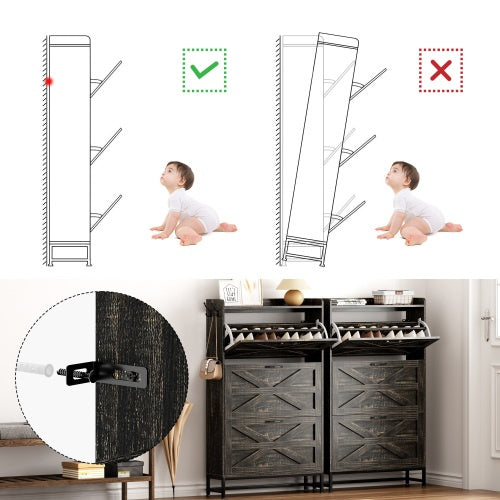 Shoe Cabinet, Entry Home Shoe Cabinet, Entrance Balcony Storage Cabinet, Large Capacity Shoe Rack, Grey