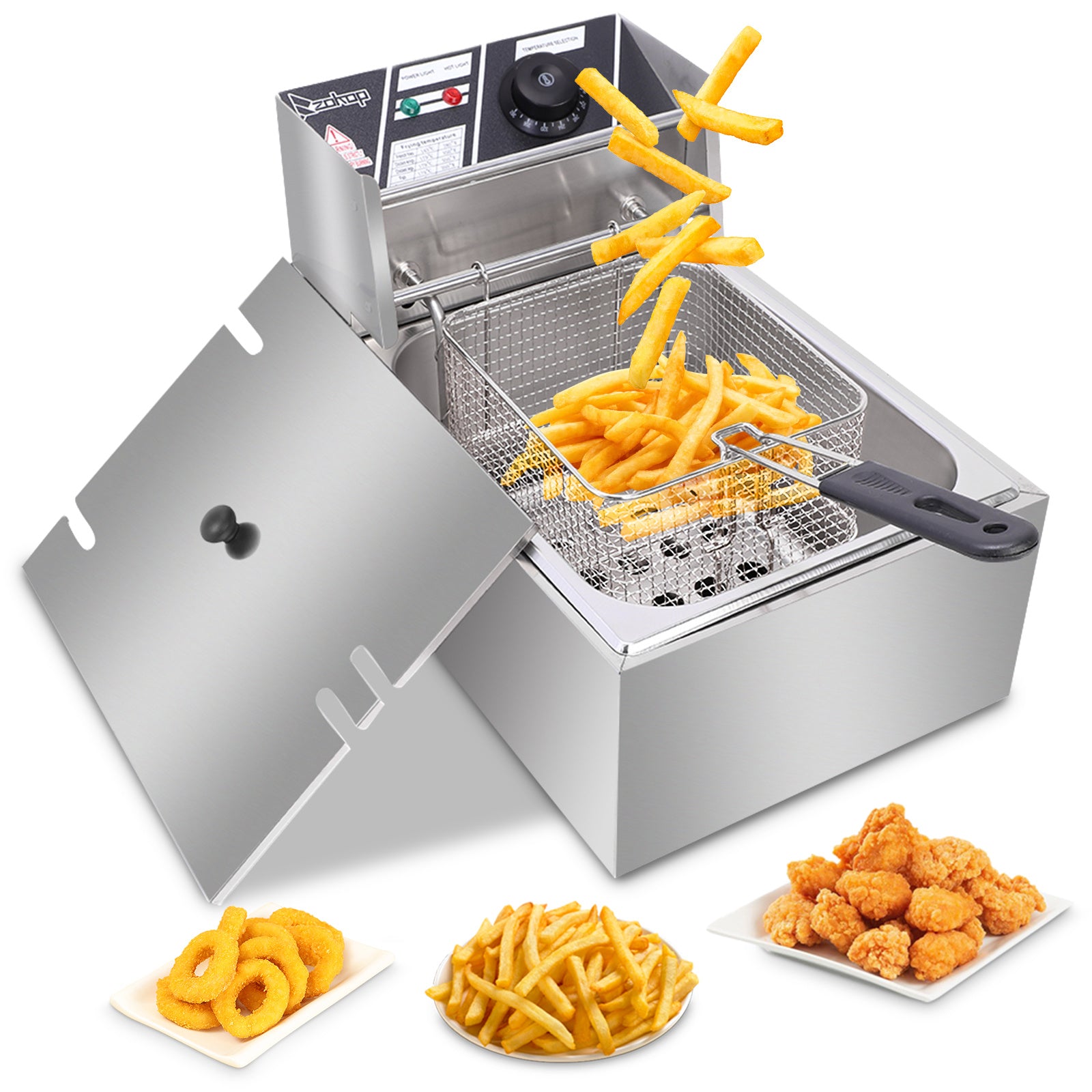 Electric Fryer Silver Stainless Steel Single Cylinder.