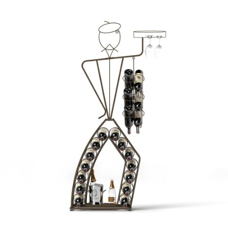 Unique Design Wine Bakers Rack, Freestanding Wine Rack With Storage Bottle, Wine Storage Home Bar For Liquor And Wine, Organizer For Kitchen, Dining Room