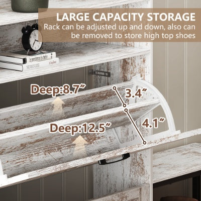 Shoe Cabinet, Entry Home Shoe Cabinet, Entrance Balcony Storage Cabinet, Large Capacity Shoe Rack, White